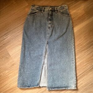 Jordache Blue Denim Skirt Western Detail Front Slit size 26 small 4 vintage